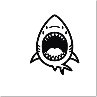 Stick Figure of a Shark in Black Ink Posters and Art